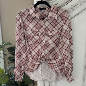 Kut from the Kloth Pink & White Long Sleeve Ladies Button Up Size Small